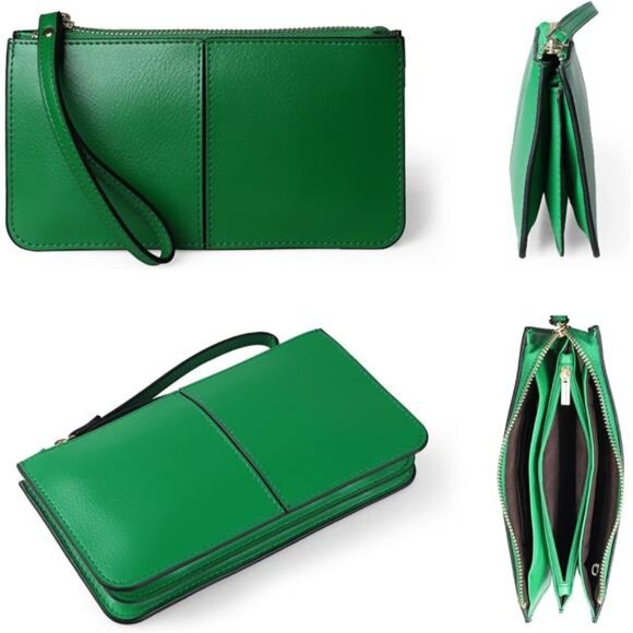 Leather Wristlet Clutch Ultra-Slim Ladies Travel Credit Card Holder Wallet - Picture 6 of 7